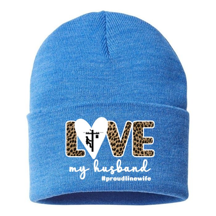 Proud Line Wife Lineworker Husband Linewife Line Wife Gift Sustainable Knit Beanie