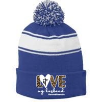 Proud Line Wife Lineworker Husband Linewife Line Wife Gift Stripe Pom Pom Beanie