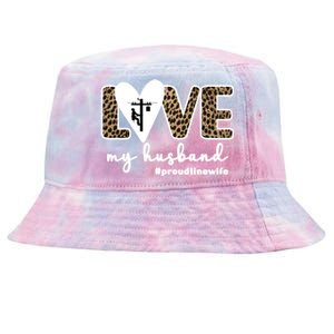 Proud Line Wife Lineworker Husband Linewife Line Wife Gift Tie-Dyed Bucket Hat