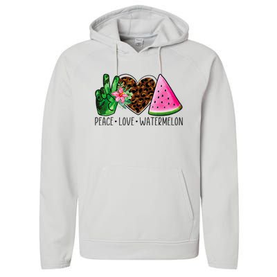 Peace Love Watermelon Summer Performance Fleece Hoodie