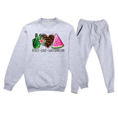 Peace Love Watermelon Summer Premium Crewneck Sweatsuit Set