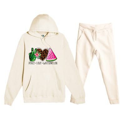 Peace Love Watermelon Summer Premium Hooded Sweatsuit Set