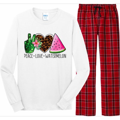 Peace Love Watermelon Summer Long Sleeve Pajama Set