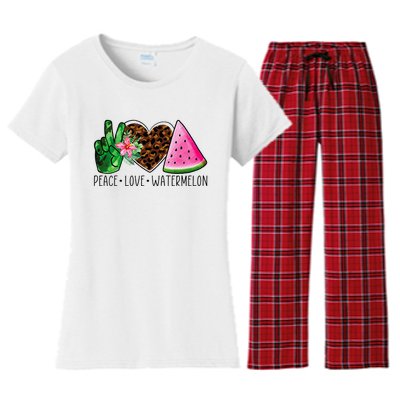 Peace Love Watermelon Summer Women's Flannel Pajama Set