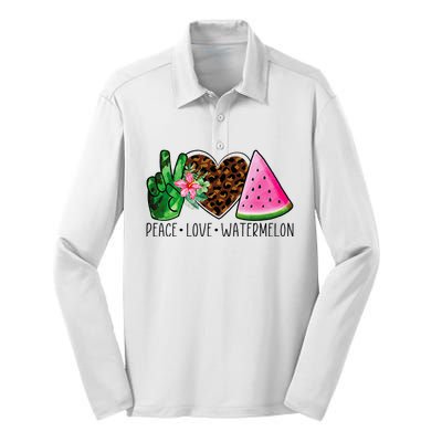 Peace Love Watermelon Summer Silk Touch Performance Long Sleeve Polo