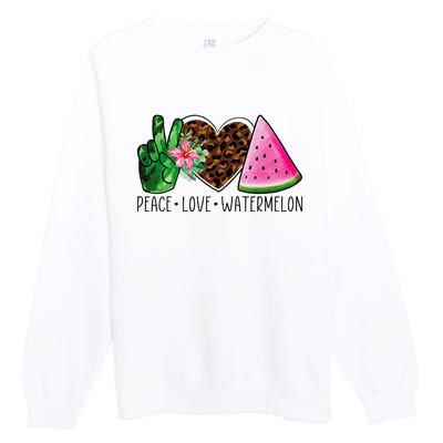 Peace Love Watermelon Summer Premium Crewneck Sweatshirt