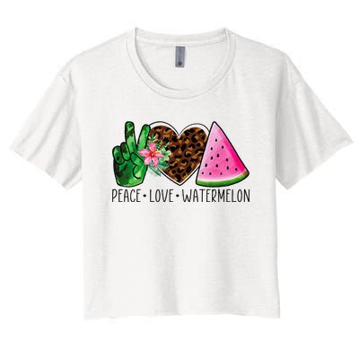 Peace Love Watermelon Summer Women's Crop Top Tee