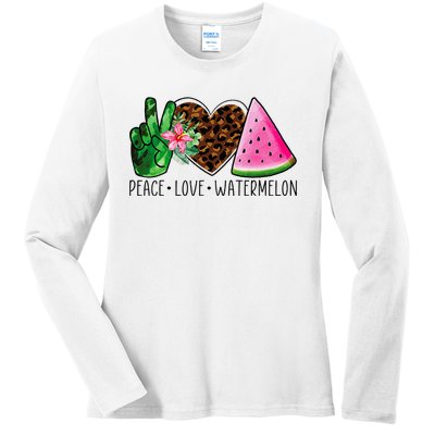 Peace Love Watermelon Summer Ladies Long Sleeve Shirt