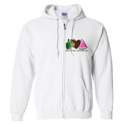 Peace Love Watermelon Summer Full Zip Hoodie