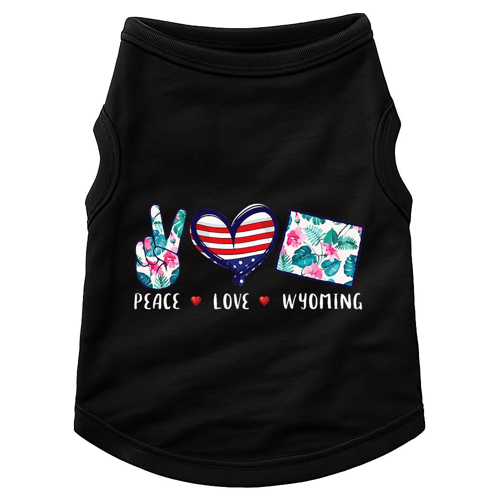 Peace Love Wyoming Flag Grown Souvenirs Doggie Tank