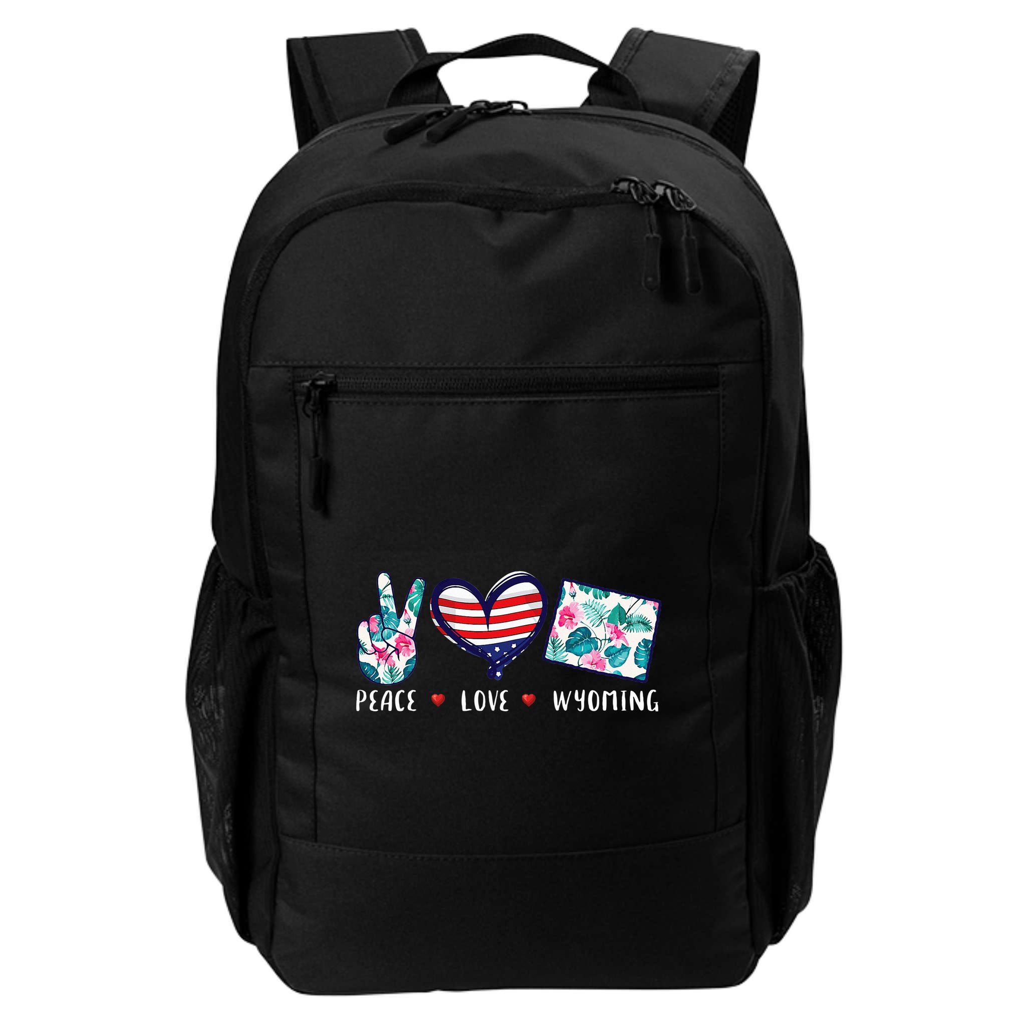 Peace Love Wyoming Flag Grown Souvenirs Backpack