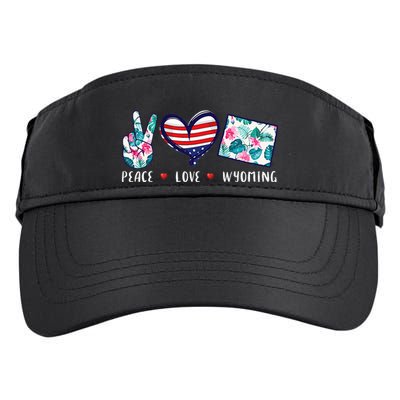 Peace Love Wyoming Flag Grown Souvenirs Adult Drive Performance Visor