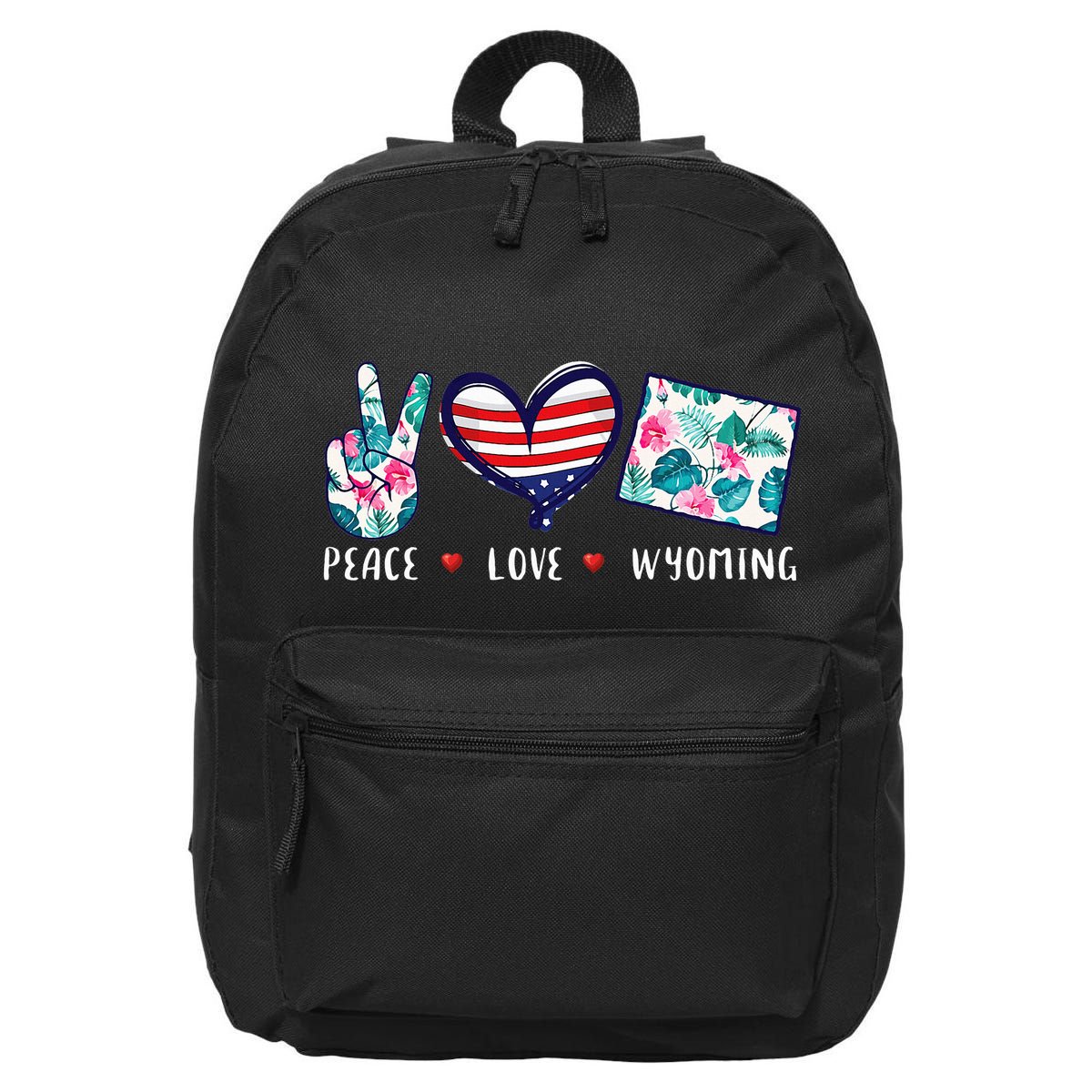 Peace Love Wyoming Flag Grown Souvenirs 16 in Basic Backpack
