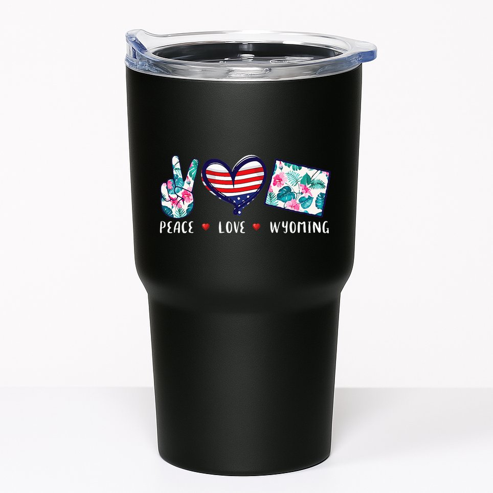 Peace Love Wyoming Flag Grown Souvenirs Tumbler