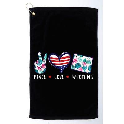 Peace Love Wyoming Flag Grown Souvenirs Golf Towel