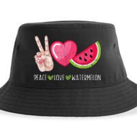 Peace Love Watermelon Funny Summer Fruit Lover Graphic Sustainable Bucket Hat