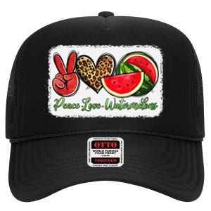 Peace Love Watermelon Leopard Peace Love Watermelon High Crown Mesh Back Trucker Hat