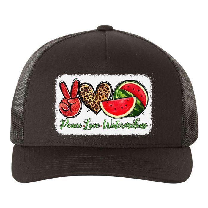 Peace Love Watermelon Leopard Peace Love Watermelon Yupoong Adult 5-Panel Trucker Hat