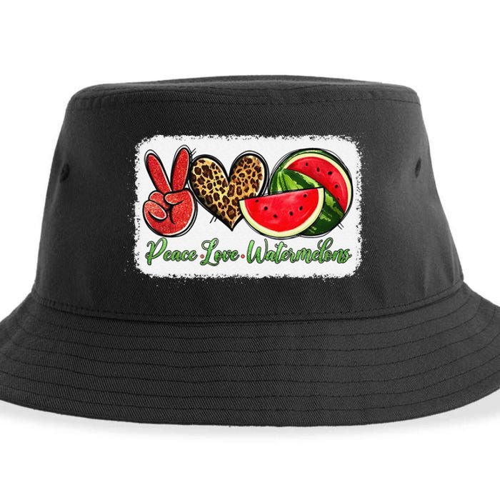 Peace Love Watermelon Leopard Peace Love Watermelon Sustainable Bucket Hat