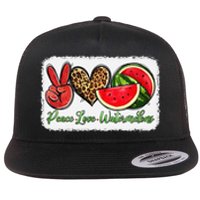 Peace Love Watermelon Leopard Peace Love Watermelon Flat Bill Trucker Hat