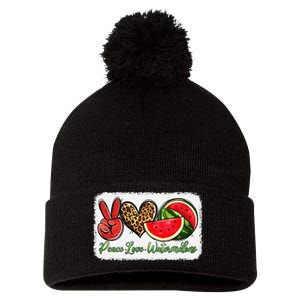 Peace Love Watermelon Leopard Peace Love Watermelon Pom Pom 12in Knit Beanie