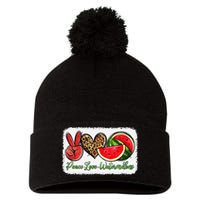 Peace Love Watermelon Leopard Peace Love Watermelon Pom Pom 12in Knit Beanie