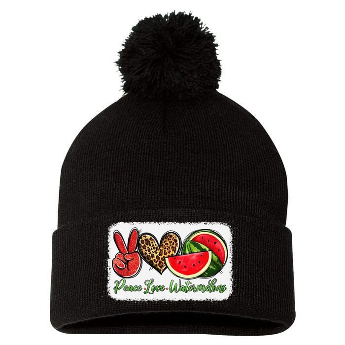 Peace Love Watermelon Leopard Peace Love Watermelon Pom Pom 12in Knit Beanie