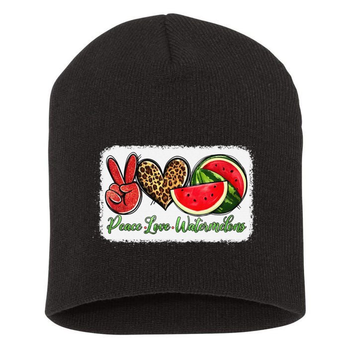 Peace Love Watermelon Leopard Peace Love Watermelon Short Acrylic Beanie