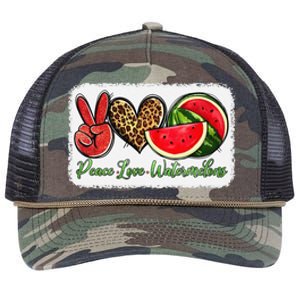 Peace Love Watermelon Leopard Peace Love Watermelon Retro Rope Trucker Hat Cap