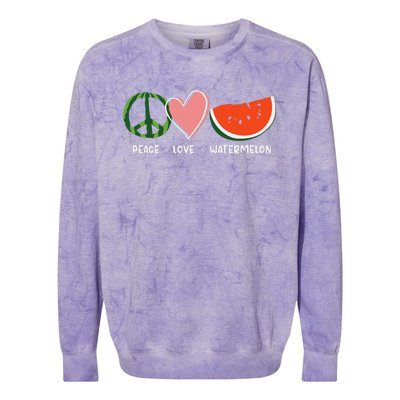 Peace Love Watermelon Happy Watermelon Day Colorblast Crewneck Sweatshirt