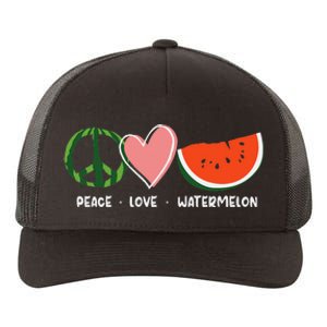 Peace Love Watermelon Happy Watermelon Day Yupoong Adult 5-Panel Trucker Hat