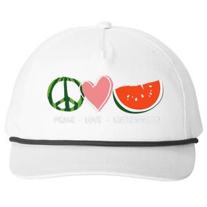 Peace Love Watermelon Happy Watermelon Day Snapback Five-Panel Rope Hat