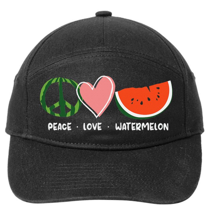 Peace Love Watermelon Happy Watermelon Day 7-Panel Snapback Hat