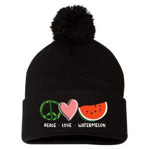 Peace Love Watermelon Happy Watermelon Day Pom Pom 12in Knit Beanie