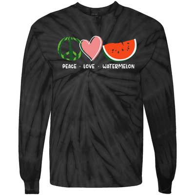 Peace Love Watermelon Happy Watermelon Day Tie-Dye Long Sleeve Shirt