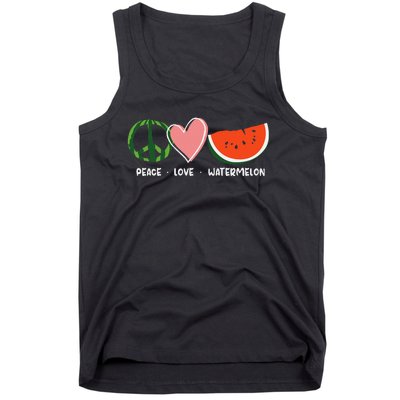 Peace Love Watermelon Happy Watermelon Day Tank Top