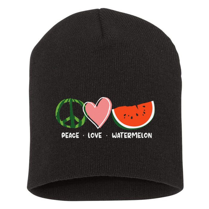 Peace Love Watermelon Happy Watermelon Day Short Acrylic Beanie