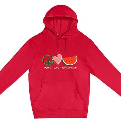 Peace Love Watermelon Happy Watermelon Day Premium Pullover Hoodie