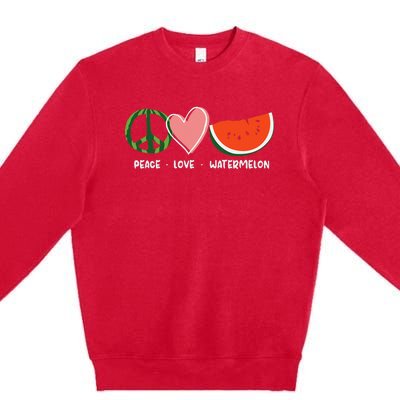 Peace Love Watermelon Happy Watermelon Day Premium Crewneck Sweatshirt