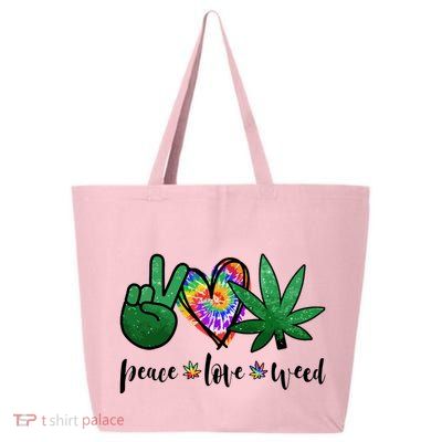 Peace Love Weed Marijuana Hippie Weed Cannabis 420 Stoner 25L Jumbo Tote