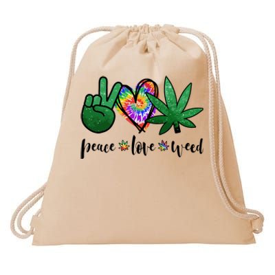 Peace Love Weed Marijuana Hippie Weed Cannabis 420 Stoner Drawstring Bag