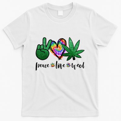Peace Love Weed Marijuana Hippie Weed Cannabis 420 Stoner T-Shirt