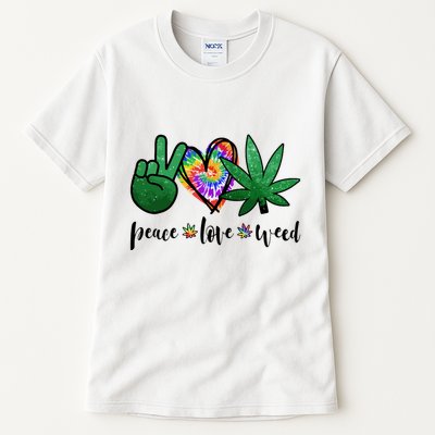 Peace Love Weed Marijuana Hippie Weed Cannabis 420 Stoner Tall T-Shirt