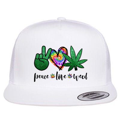 Peace Love Weed Marijuana Hippie Weed Cannabis 420 Stoner Flatbill Hat