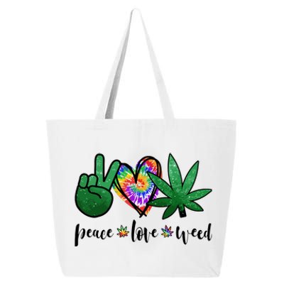 Peace Love Weed Marijuana Hippie Weed Cannabis 420 Stoner 25L Jumbo Tote