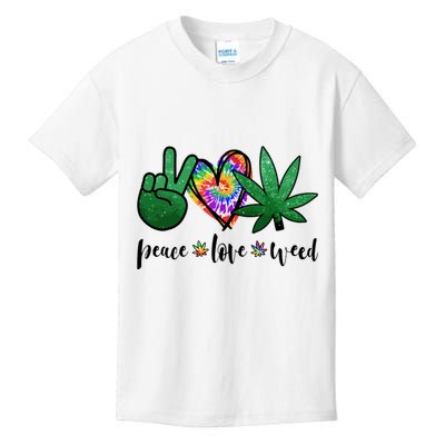 Peace Love Weed Marijuana Hippie Weed Cannabis 420 Stoner Kids T-Shirt