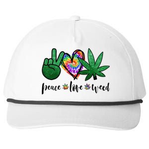 Peace Love Weed Marijuana Hippie Weed Cannabis 420 Stoner Snapback Five-Panel Rope Hat