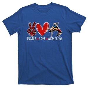 Peace Love Wrestling Game Day Outfit Leopard Mothers Day Great Gift T-Shirt