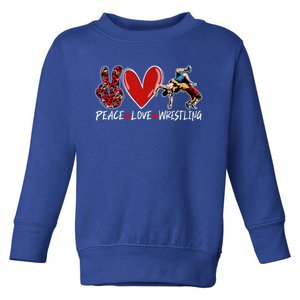 Peace Love Wrestling Game Day Outfit Leopard Mothers Day Great Gift Toddler Sweatshirt