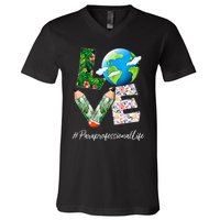 Paraprofessional Love World Earth Day Save the Planet V-Neck T-Shirt